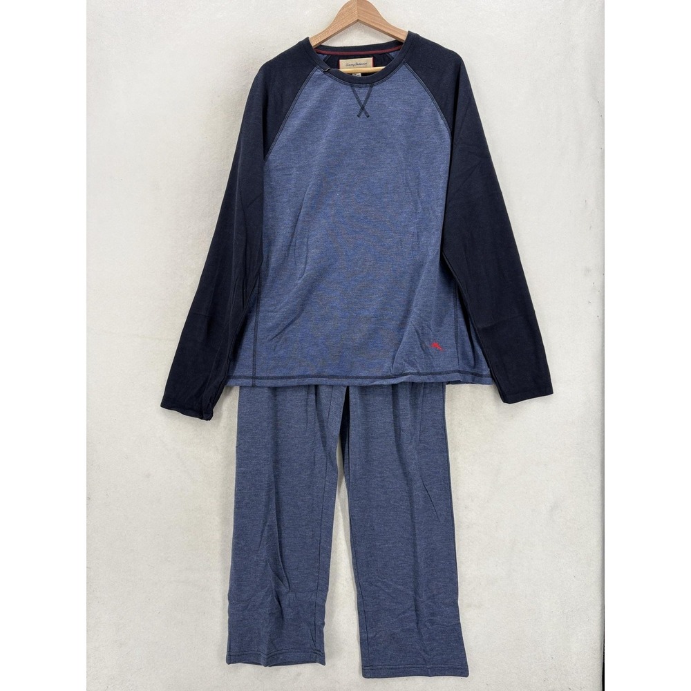 Tommy Bahama Pajama Set Mens XL Blue Jersey Sleepwear Lounge Top Pants Casual